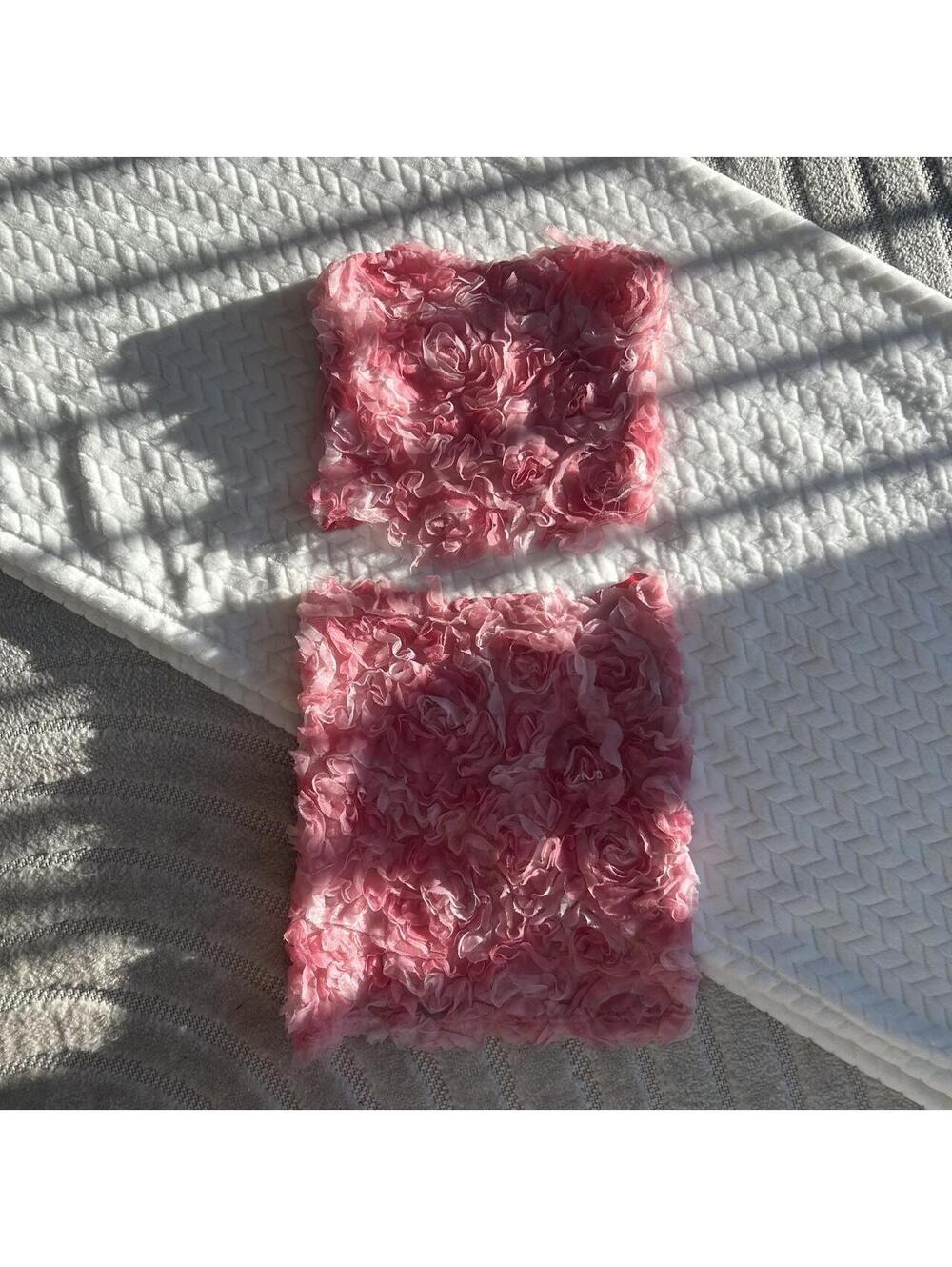 Pink ruffled rose fabric set #fairycore #cottagecore
